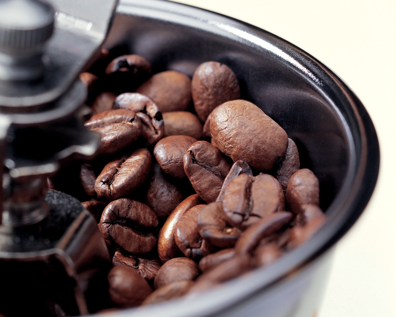 coffee beans in grinder