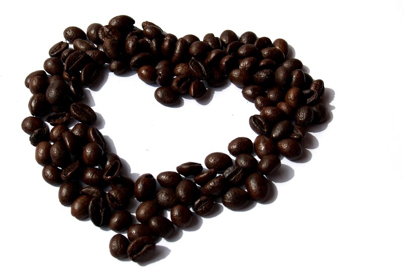 coffee beans in heart shape
