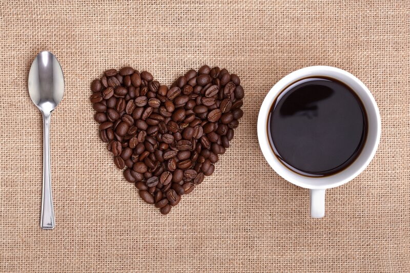Coffee Beans in Heart Shape — Brown, Calm, Photograph