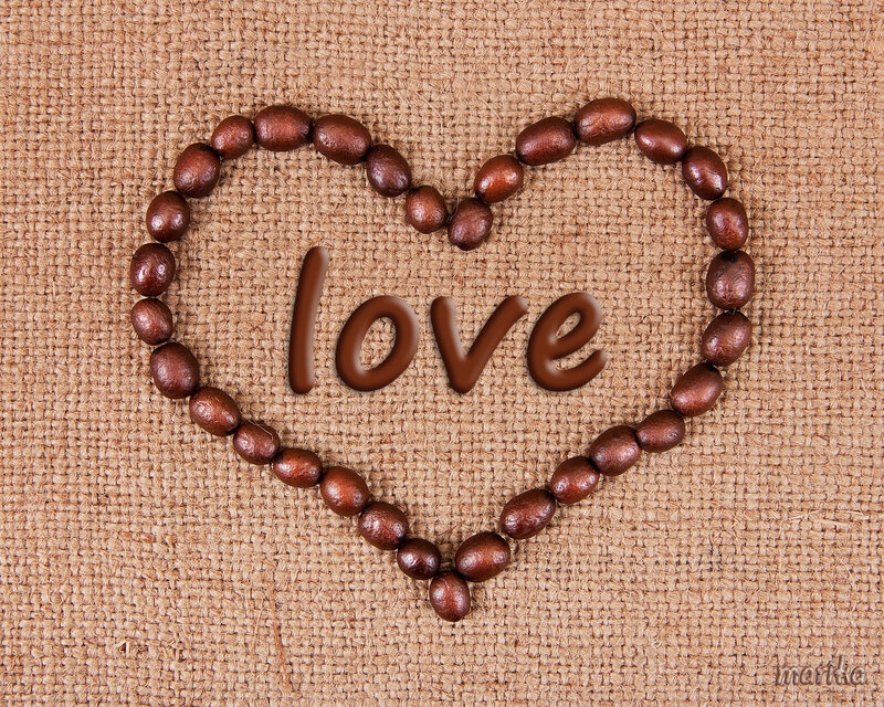 Coffee Beans in Heart Shape — Brown, Romantic