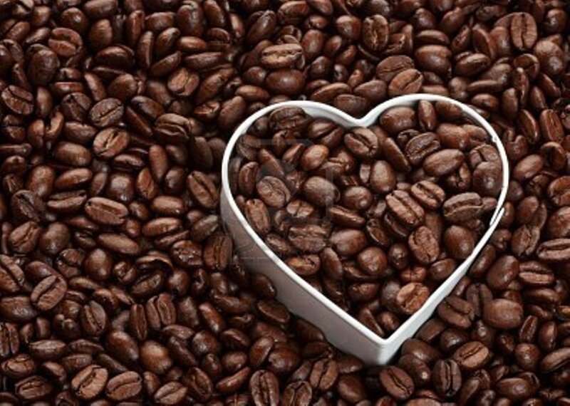 Coffee Beans in Heart Shape — Brown