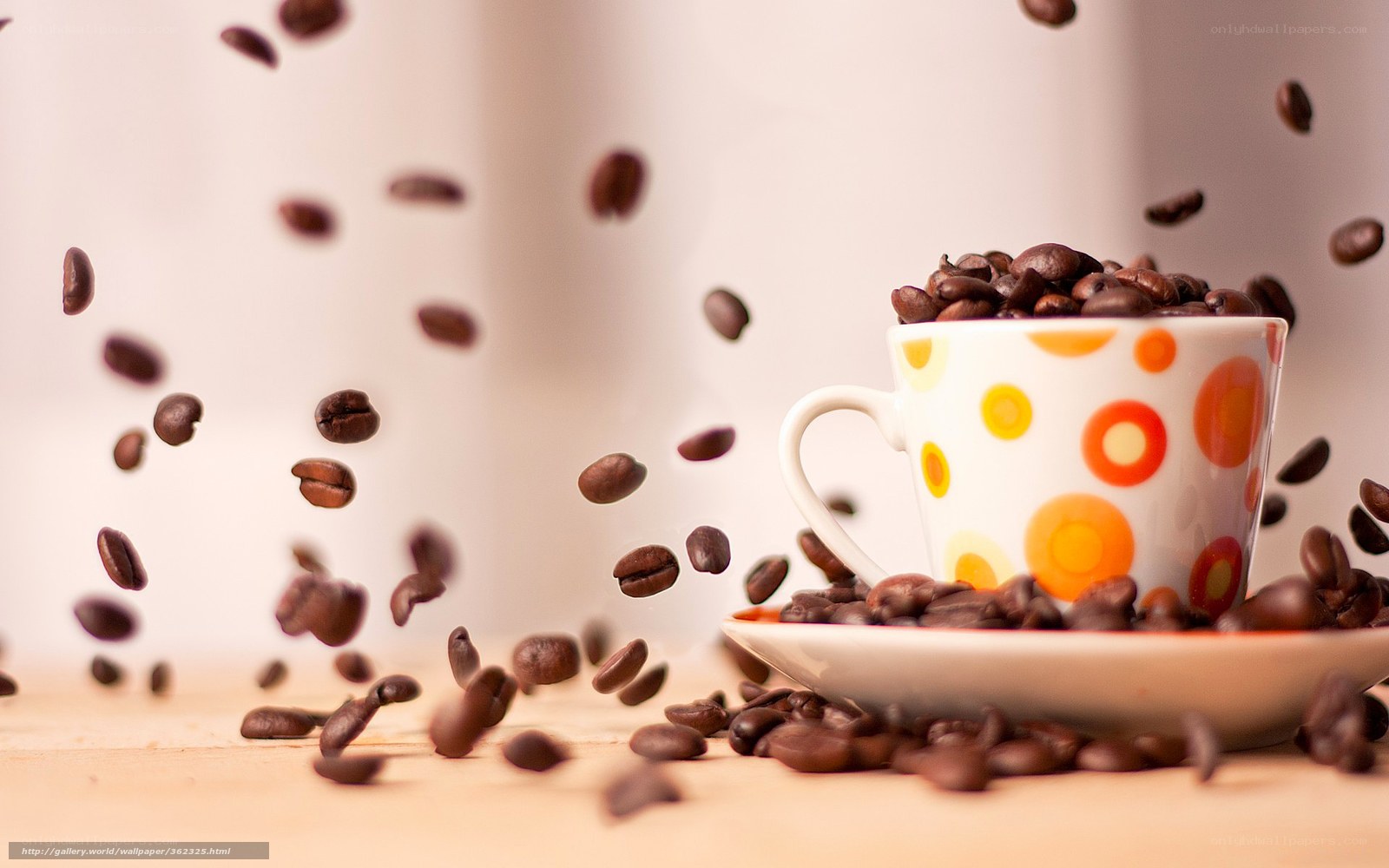 coffee beans in mid-air