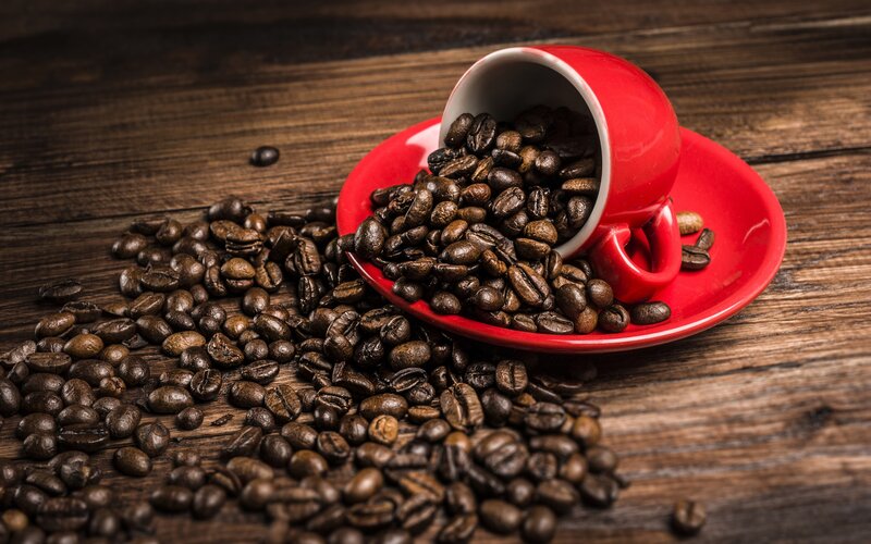 Coffee Beans in Red Cup