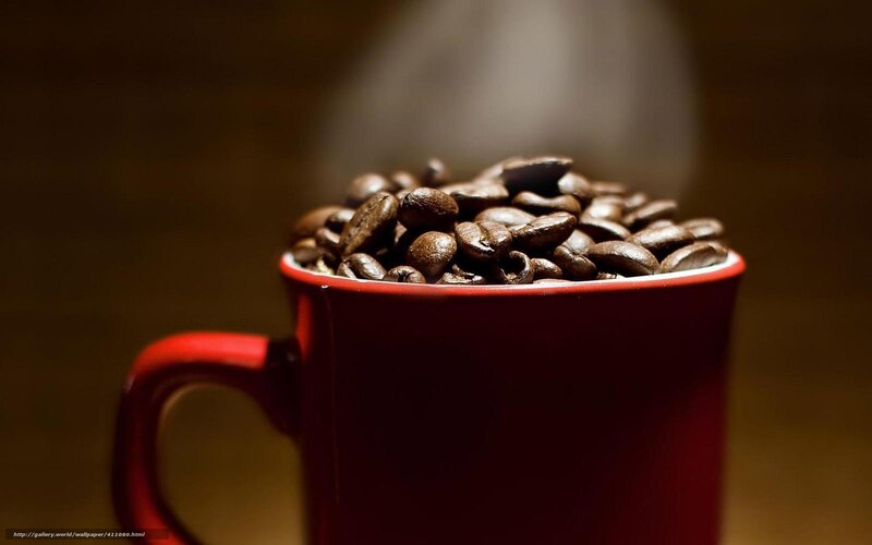 Coffee Beans in Red Mug — Warm