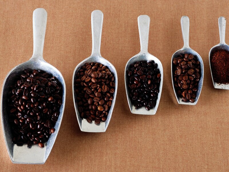 coffee beans in scoops