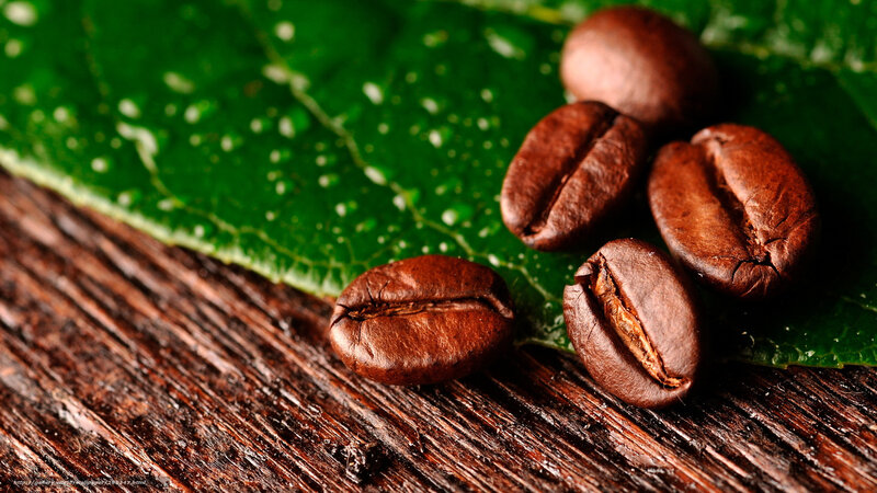 Coffee Beans on Leaf