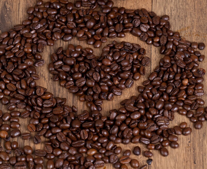 Coffee Beans on Wood — Brown