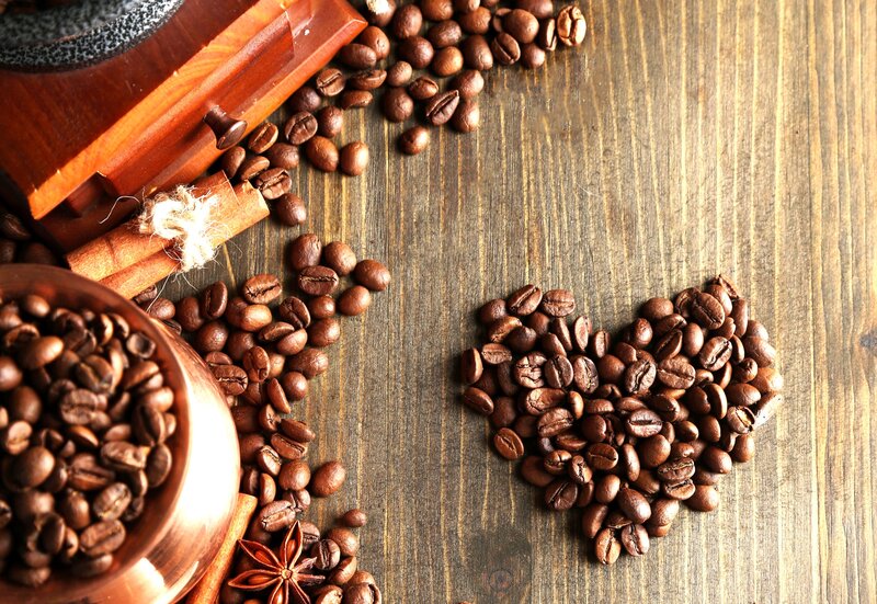 Coffee Beans on Wood — Brown, Warm