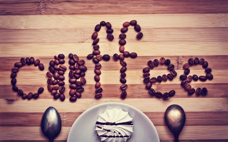 Coffee Beans Spelling Coffee — Brown