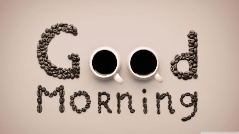 Coffee Beans Spelling Good Morning — Brown, Calm