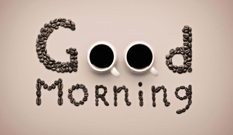 Coffee Beans Spelling Good Morning — Brown