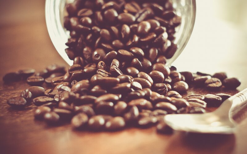 Coffee Beans Spilling — Brown, Calm, Photograph