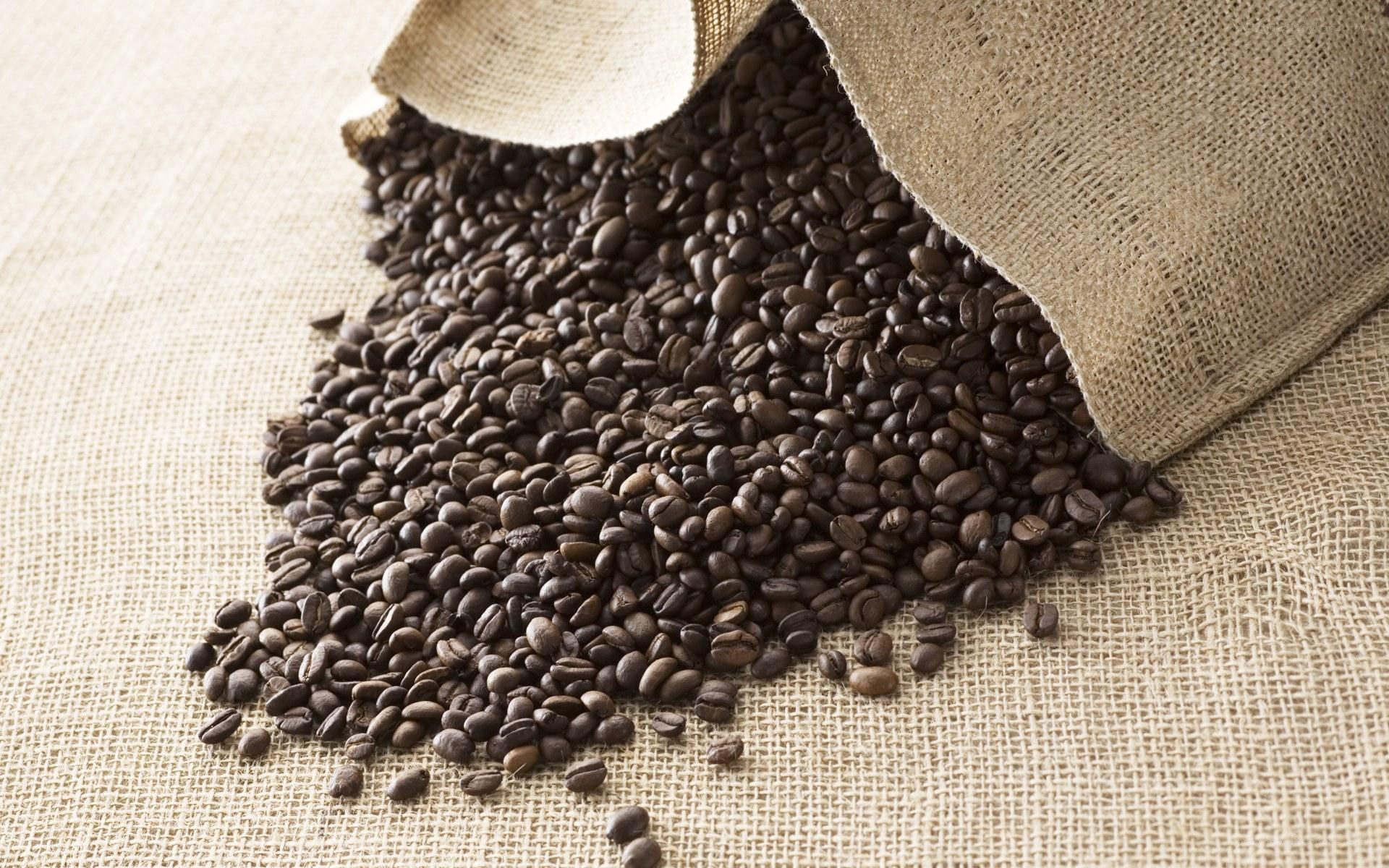 coffee beans spilling from sack