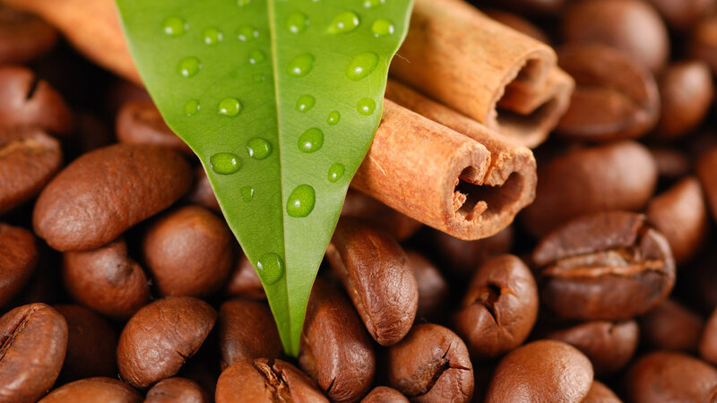 Coffee Beans with Cinnamon — Brown, Natural, Photograph