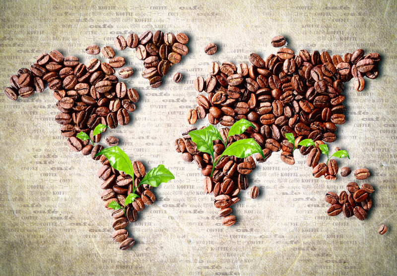 Coffee Beans World Map — Brown
