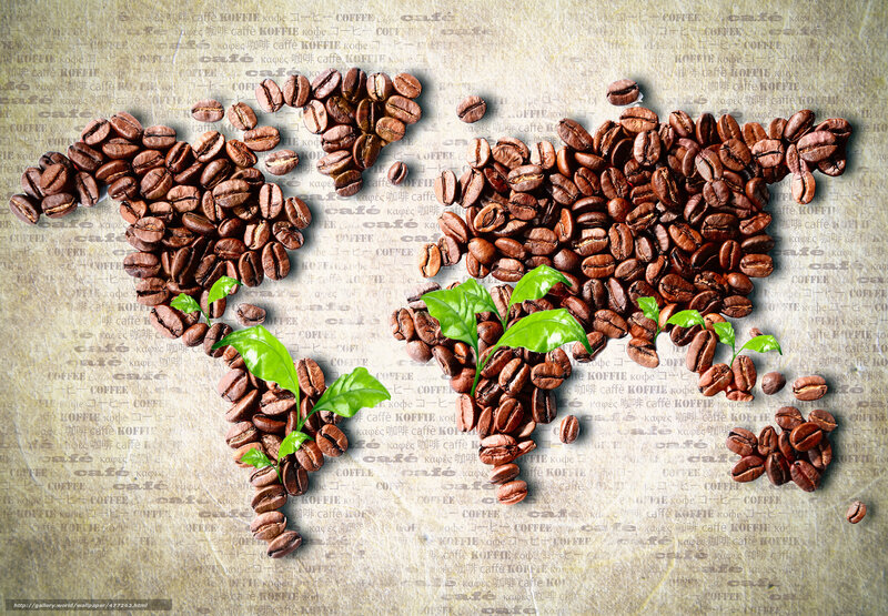 coffee beans world map