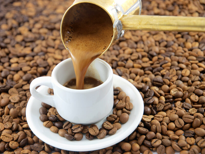 Coffee Being Poured — Brown, Calm, Photograph, Coffee Beans, Cup