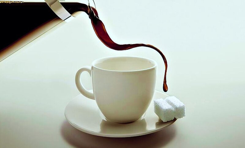 Coffee Being Poured — White