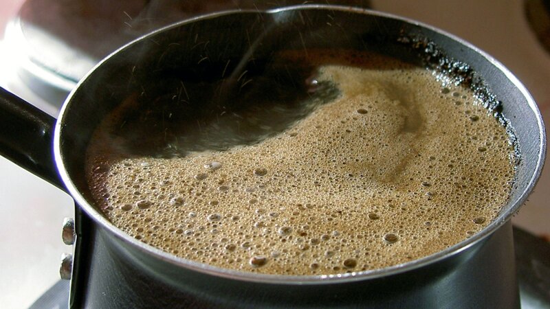 coffee boiling in a pot