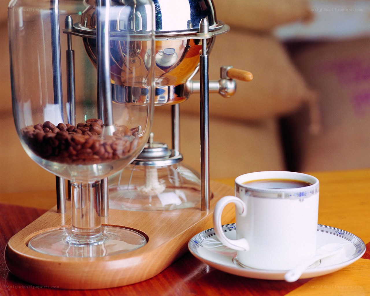 coffee brewing setup with cup