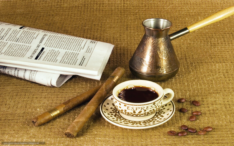 Coffee, cigars, and newspaper