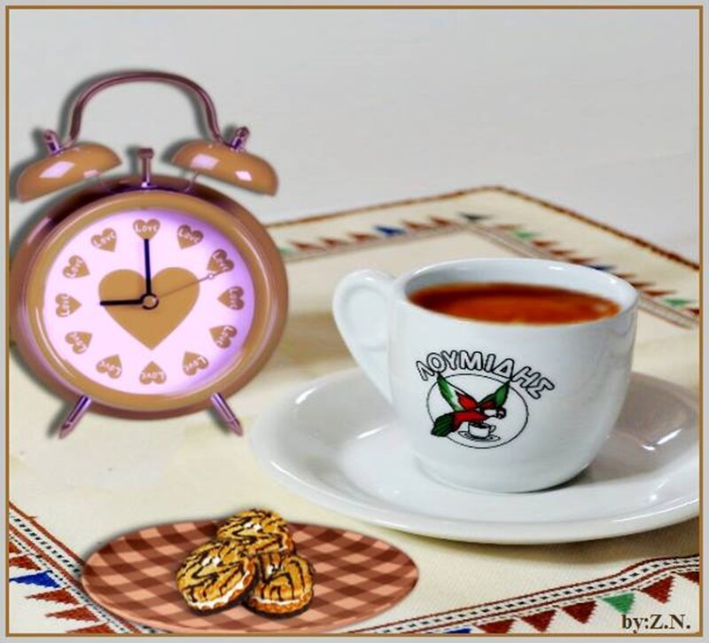 Coffee Cup and Alarm Clock — White, Calm