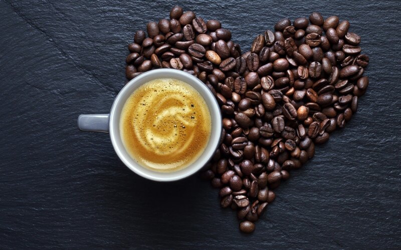 Coffee Cup and Beans — Black, Calm