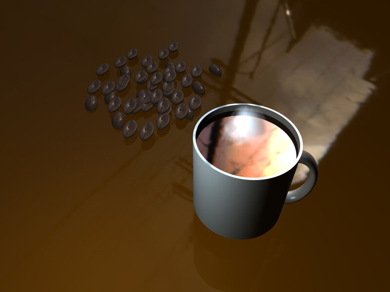 Coffee Cup and Beans — Brown, Calm, 3d Render