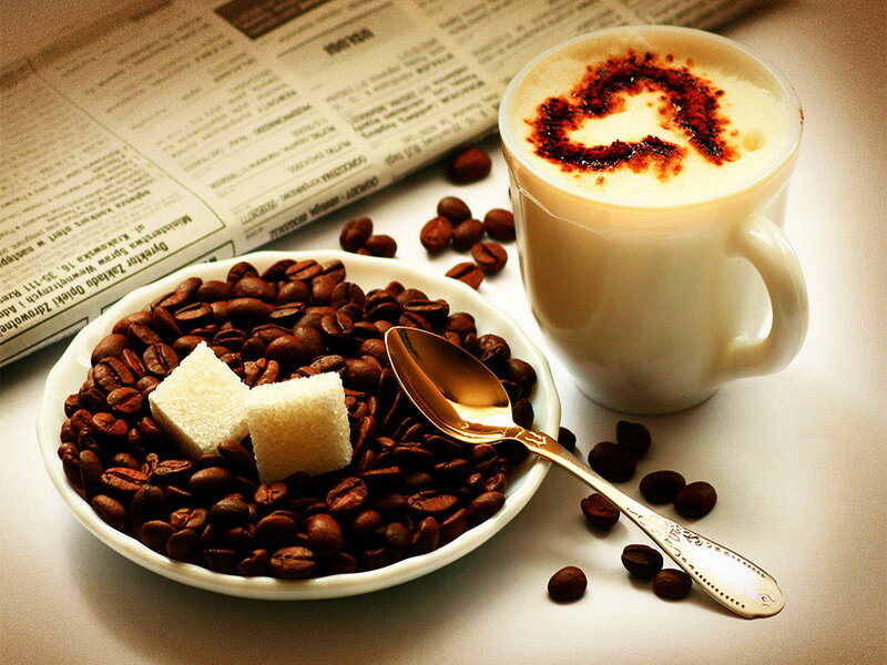 Coffee Cup and Beans — Brown, Calm, Morning
