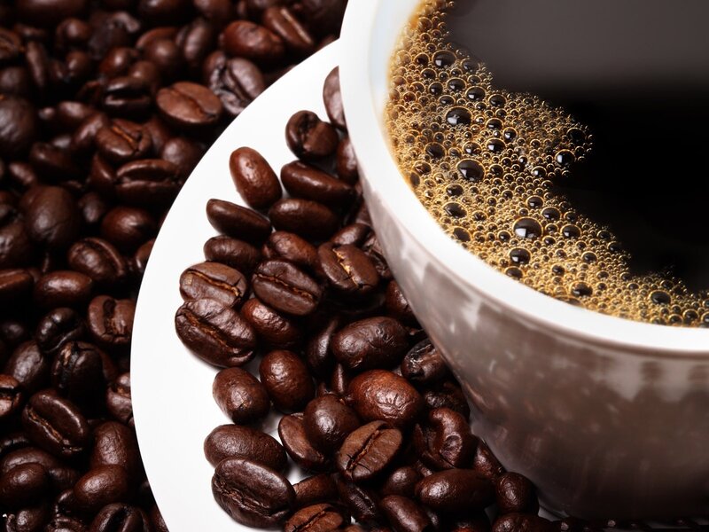 Coffee Cup and Beans — Brown, Calm, Photograph, Plate