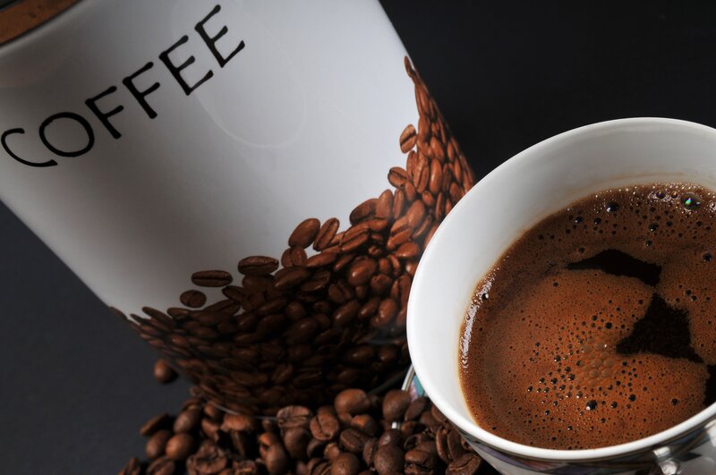Coffee Cup and Beans — Brown, Dramatic, Photograph, Coffee Beans, Coffee Cup