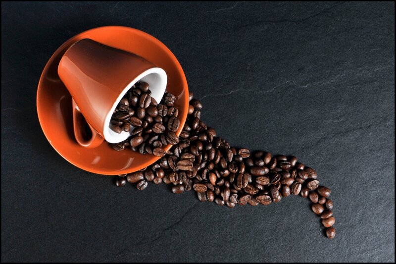 Coffee Cup and Beans — Brown, Minimalist