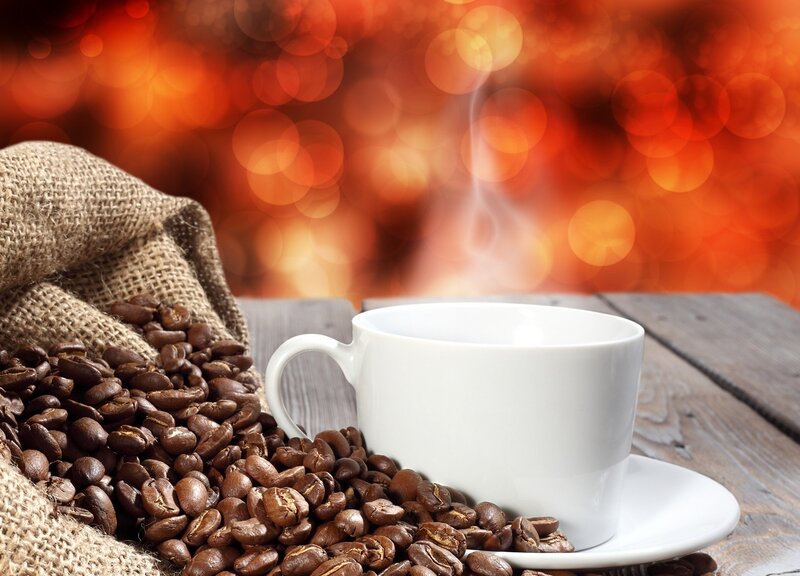 Coffee Cup and Beans — Brown, Warm, Photograph