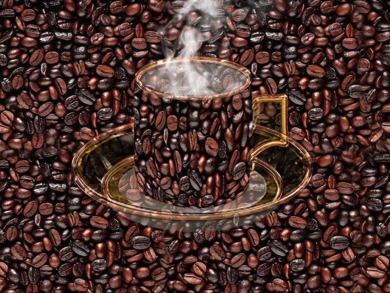 Coffee Cup and Beans — Brown, Warm