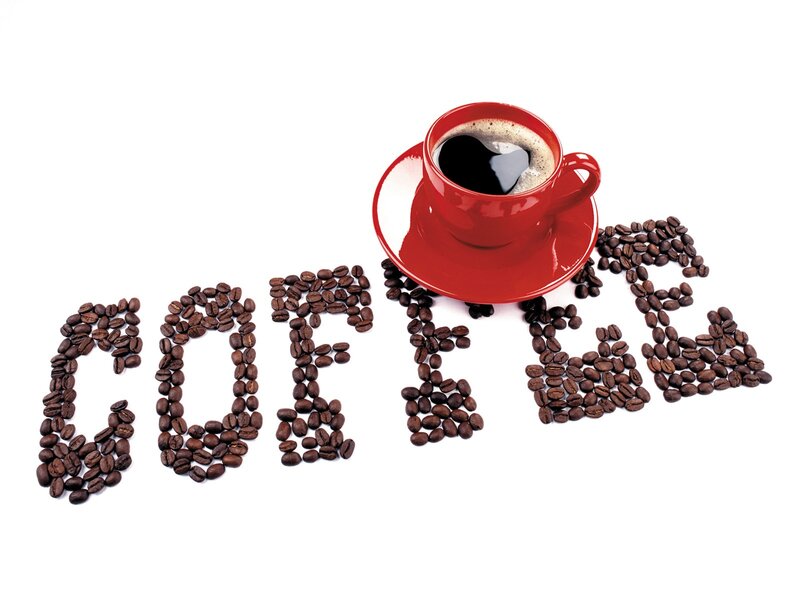 Coffee Cup and Beans — Red, Clean