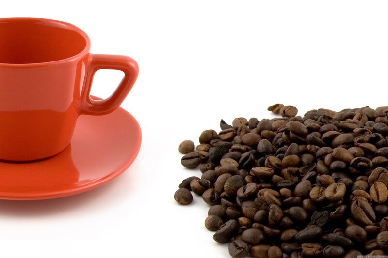Coffee Cup and Beans — Red, Neutral