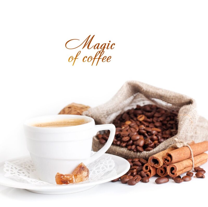 Coffee Cup and Beans — White, Calm, Photograph, Coffee Beans