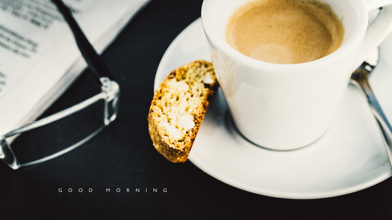 Coffee Cup and Biscotti — White