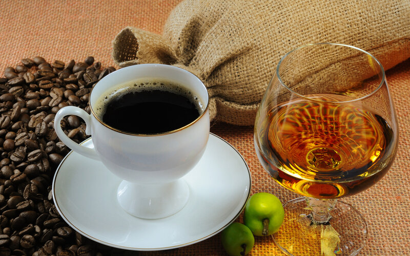 Coffee Cup and Brandy Glass — Brown