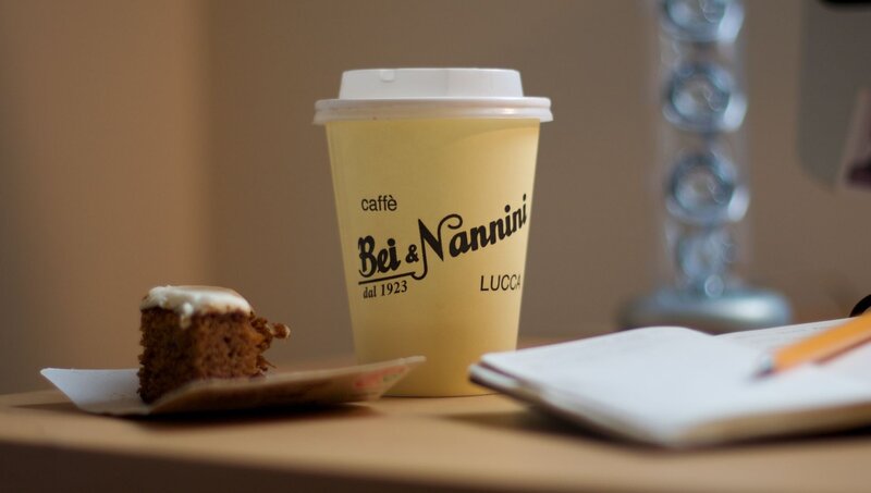 Coffee Cup and Cake Slice — Yellow