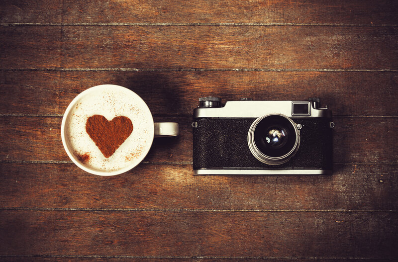 Coffee Cup and Camera — Brown