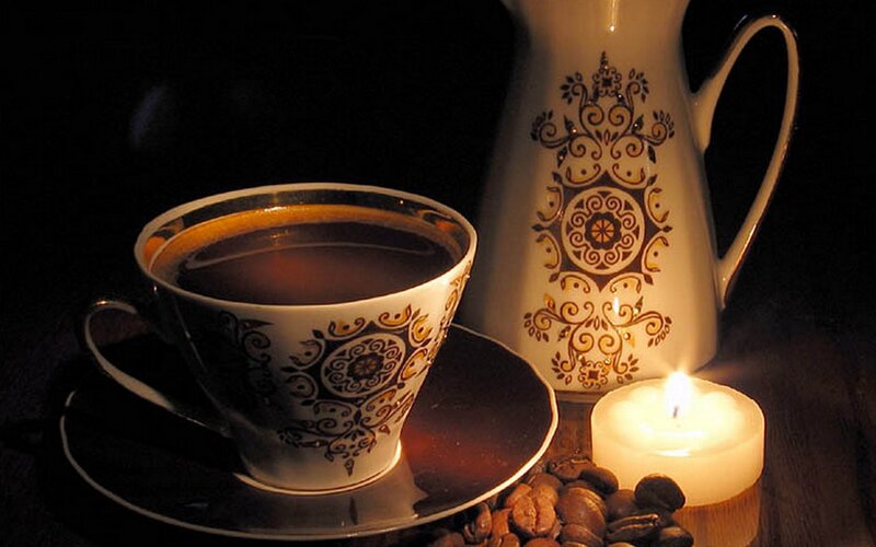 Coffee Cup and Candle — Black