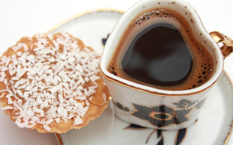 Coffee Cup and Coconut Cookie