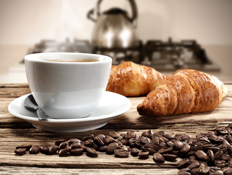 Coffee Cup and Croissants — Brown, Calm