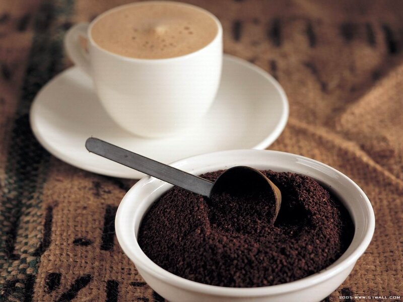 Coffee Cup and Grounds — Brown, Calm, Photograph