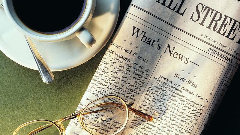 Coffee Cup and Newspaper — Green