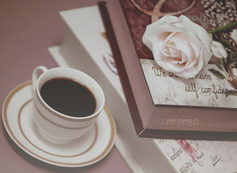 Coffee Cup and Rose — White