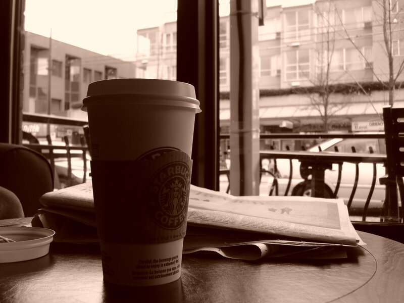 Coffee cup by window