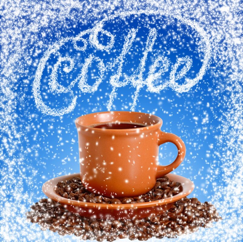 Coffee Cup in Snow — Brown