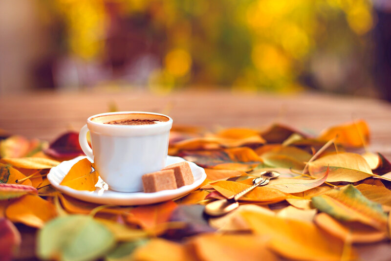 Coffee Cup on Autumn Leaves